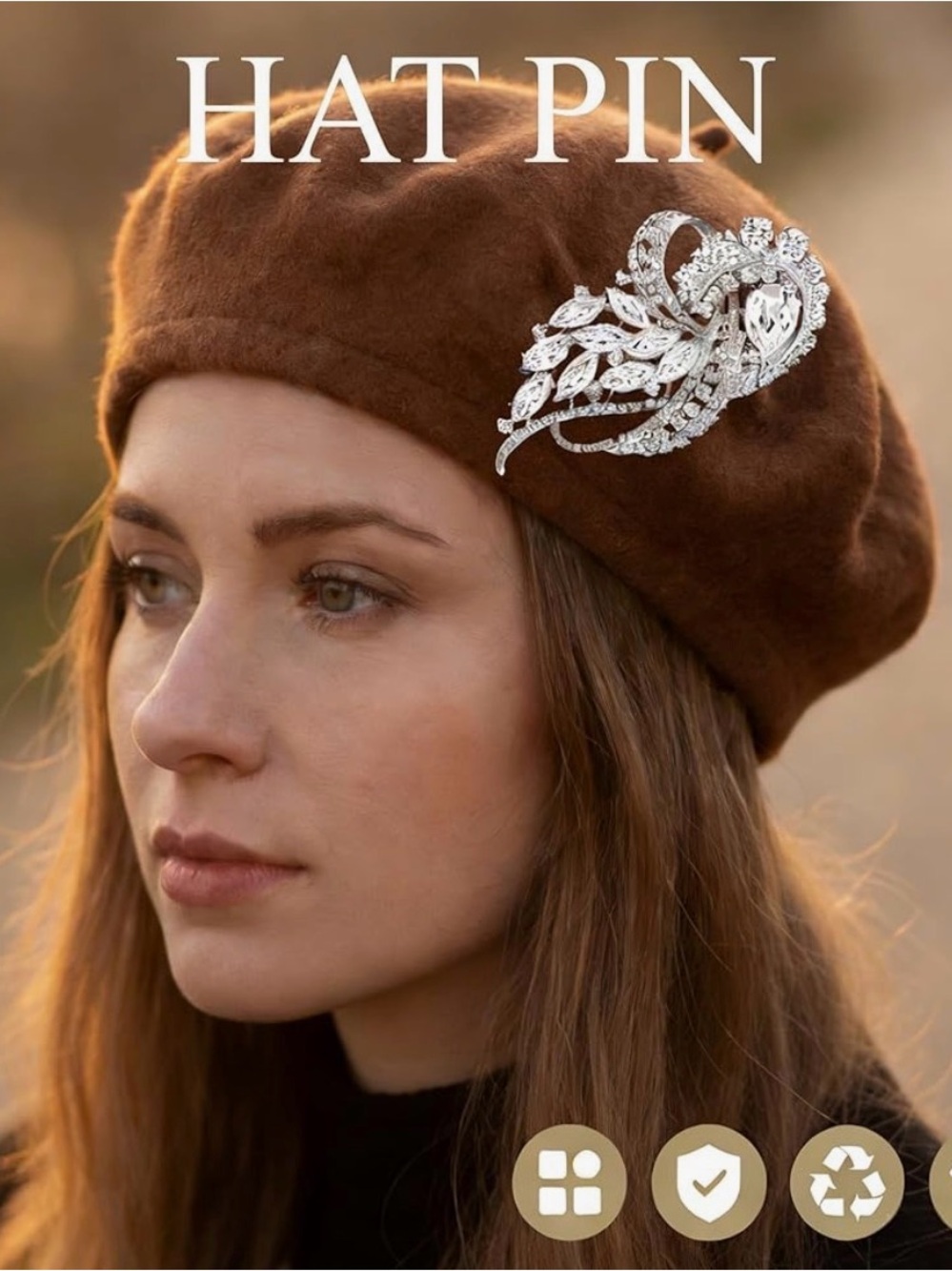 5/$30 Crystal Leaf Hat/Scarf/Brooch beautiful. NWT